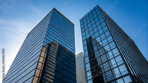 Wallpaper Mural Modern Glass Skyscrapers Reflecting Blue Sky Torontodigital.ca