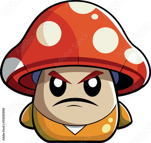 Angry Cartoon Mushroom Character – Fun and Bold Vector Illustration
