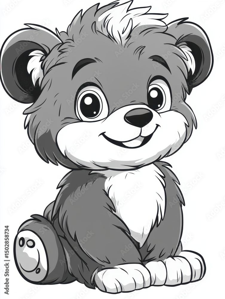 Obraz premium Adorable Cartoon Bear Cub Illustration A Sweet and Playful Design