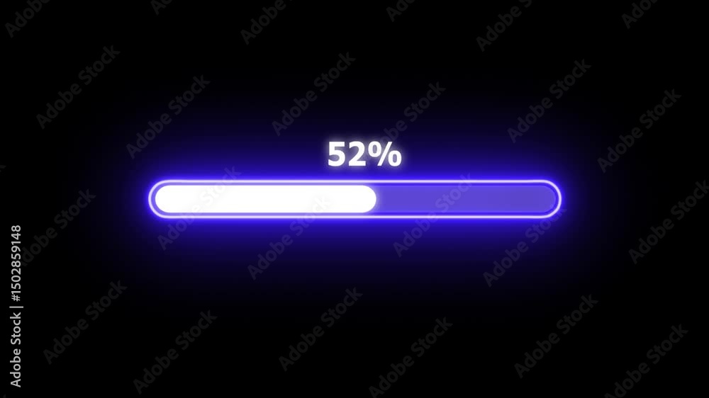 neon Loading progress bar, downloading bar, progressing bar icon animation. Loading icon animation with black color background . 