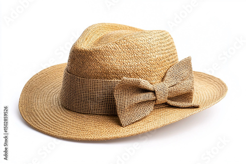 Straw Fedora with Burlap Bow