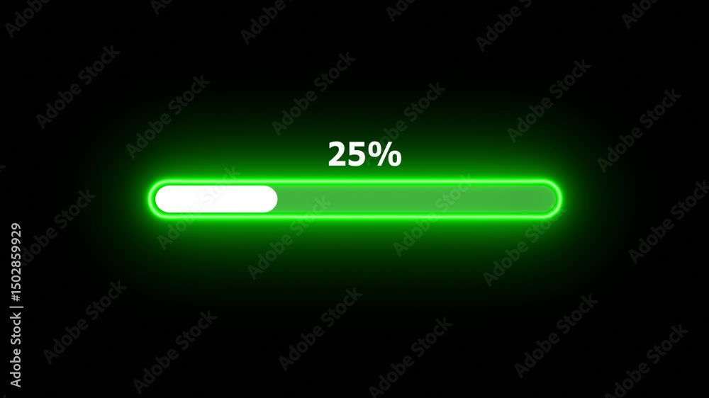 neon Loading progress bar, downloading bar, progressing bar icon animation. Loading icon animation with black color background . 