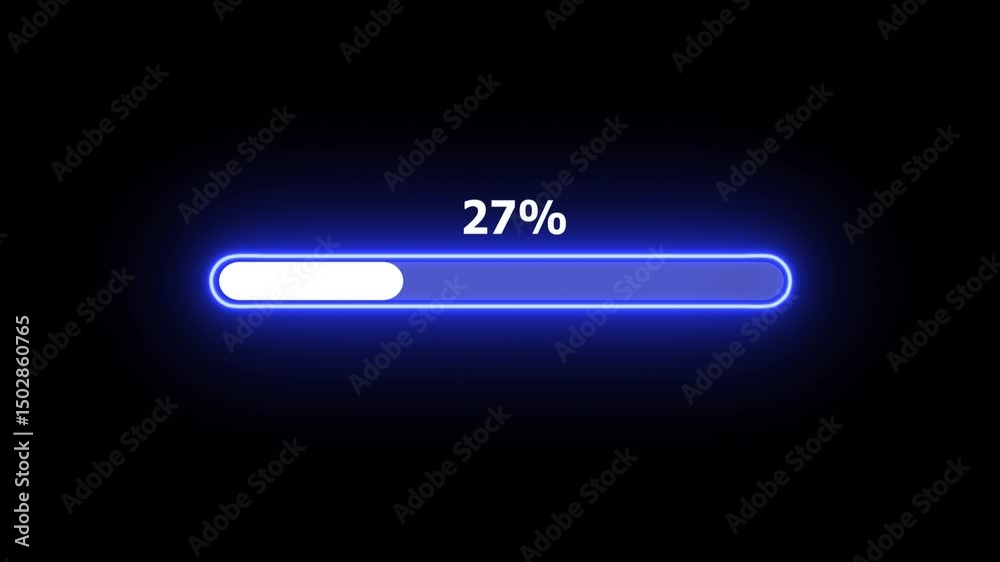 neon Loading progress bar, downloading bar, progressing bar icon animation. Loading icon animation with black color background . 