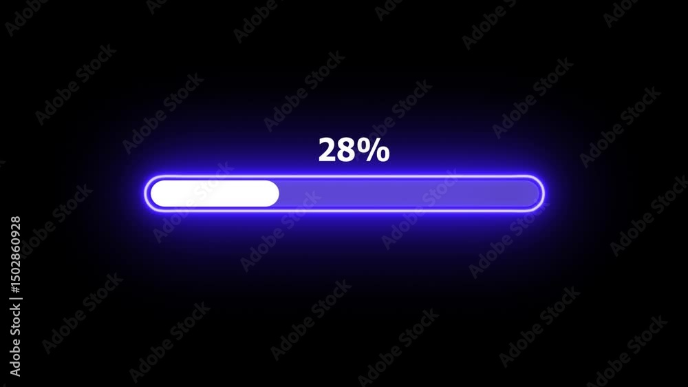neon Loading progress bar, downloading bar, progressing bar icon animation. Loading icon animation with black color background . 