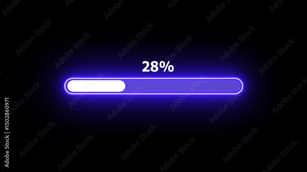 neon Loading progress bar, downloading bar, progressing bar icon animation. Loading icon animation with black color background . 