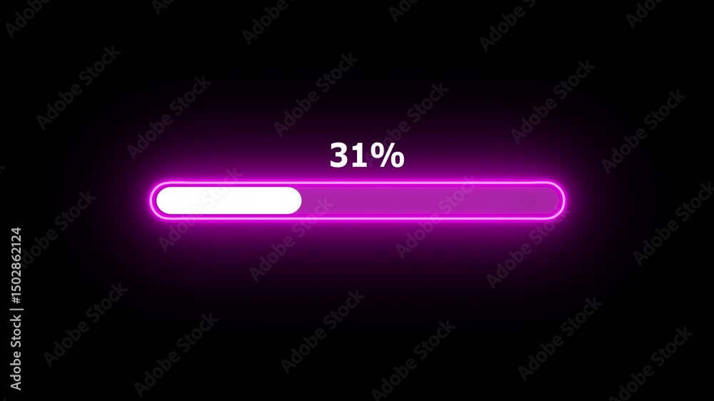 neon Loading progress bar, downloading bar, progressing bar icon animation. Loading icon animation with black color background . 