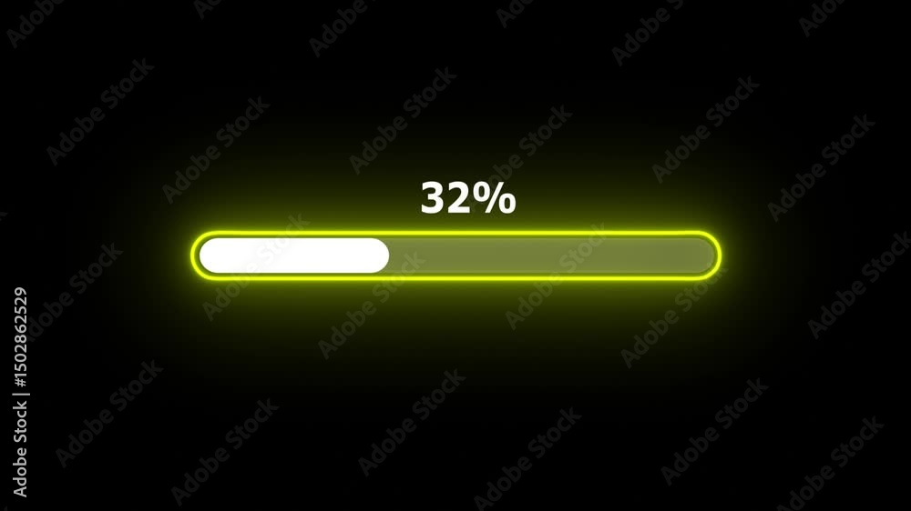 neon Loading progress bar, downloading bar, progressing bar icon animation. Loading icon animation with black color background . 