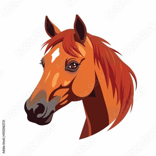Close-up of expressive horse head illustration, equine beauty