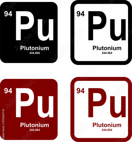 Plutonium icon set. vector template illustration for web design