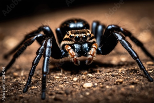 Wallpaper Mural A close-up shot of a spider crawling on the ground Torontodigital.ca