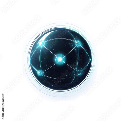 Glowing Quantum Atom Model in Futuristic Frame