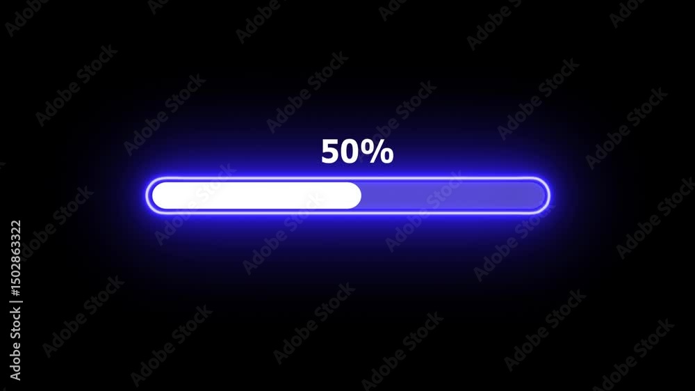 neon Loading progress bar, downloading bar, progressing bar icon animation. Loading icon animation with black color background . 
