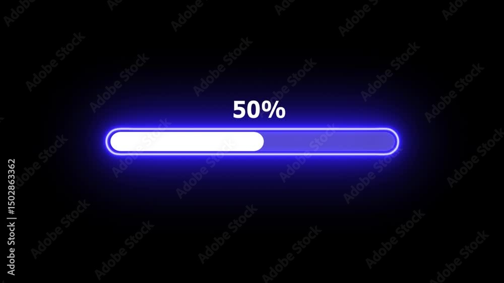 neon Loading progress bar, downloading bar, progressing bar icon animation. Loading icon animation with black color background . 