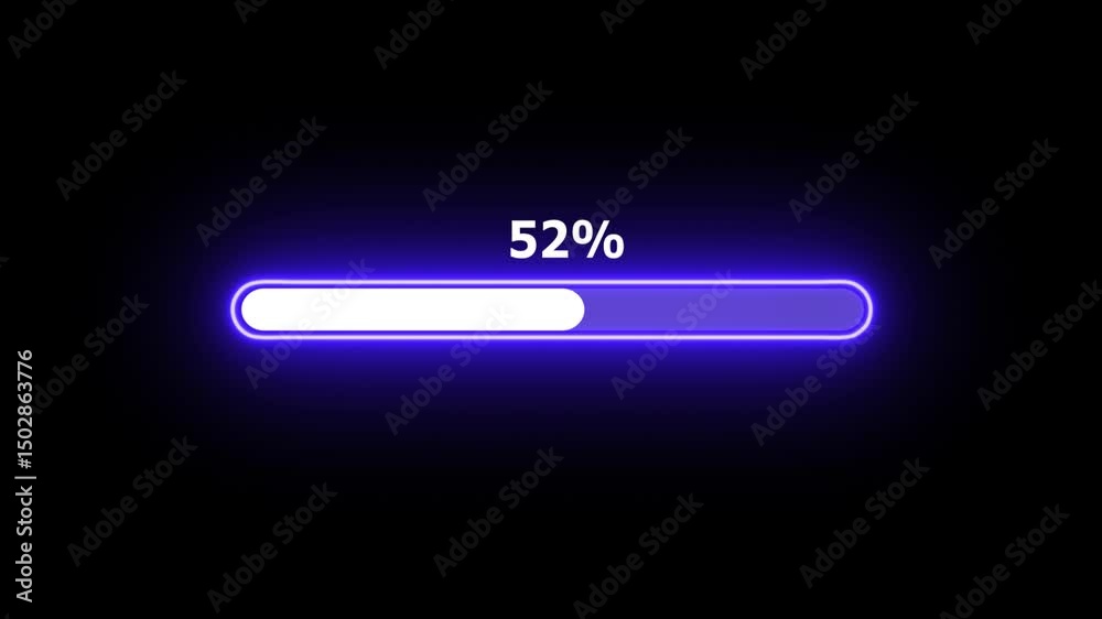 neon Loading progress bar, downloading bar, progressing bar icon animation. Loading icon animation with black color background . 