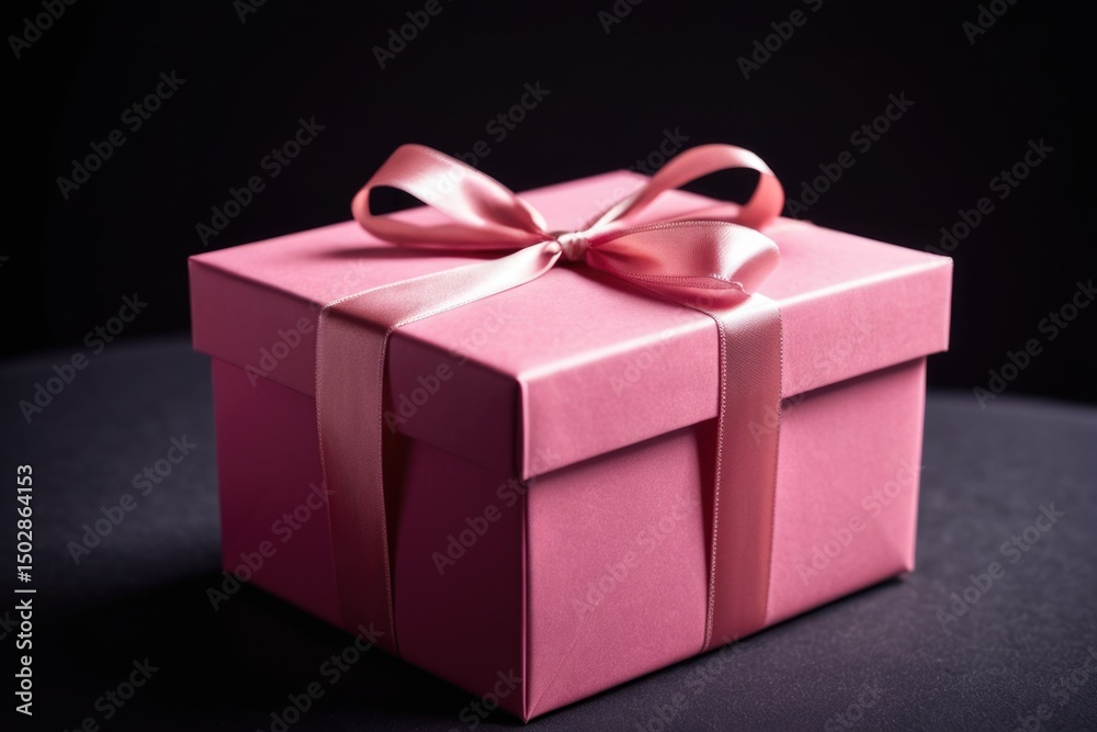 Obraz premium A beautiful pink gift box tied with a matching pink ribbon, perfect for a birthday or special occasion