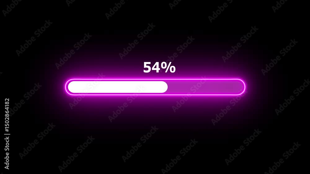 neon Loading progress bar, downloading bar, progressing bar icon animation. Loading icon animation with black color background . 