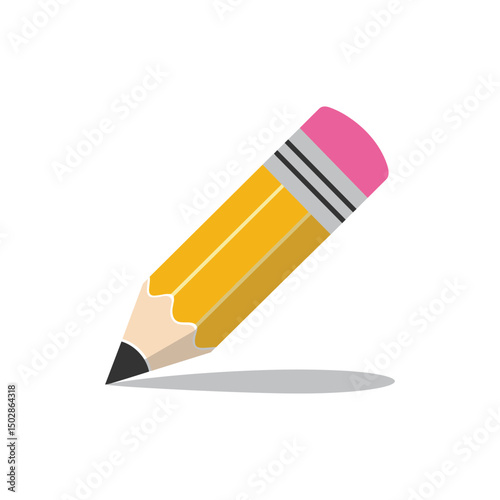 Pencil Flat Design and Back to School Concept on White Background