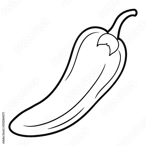 Simple line drawing of a single jalapeno pepper