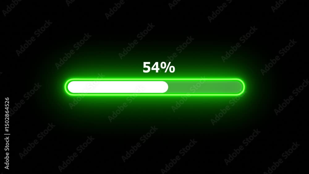 neon Loading progress bar, downloading bar, progressing bar icon animation. Loading icon animation with black color background . 