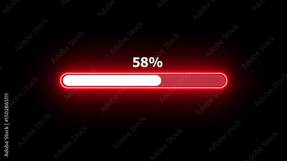 neon Loading progress bar, downloading bar, progressing bar icon animation. Loading icon animation with black color background . 