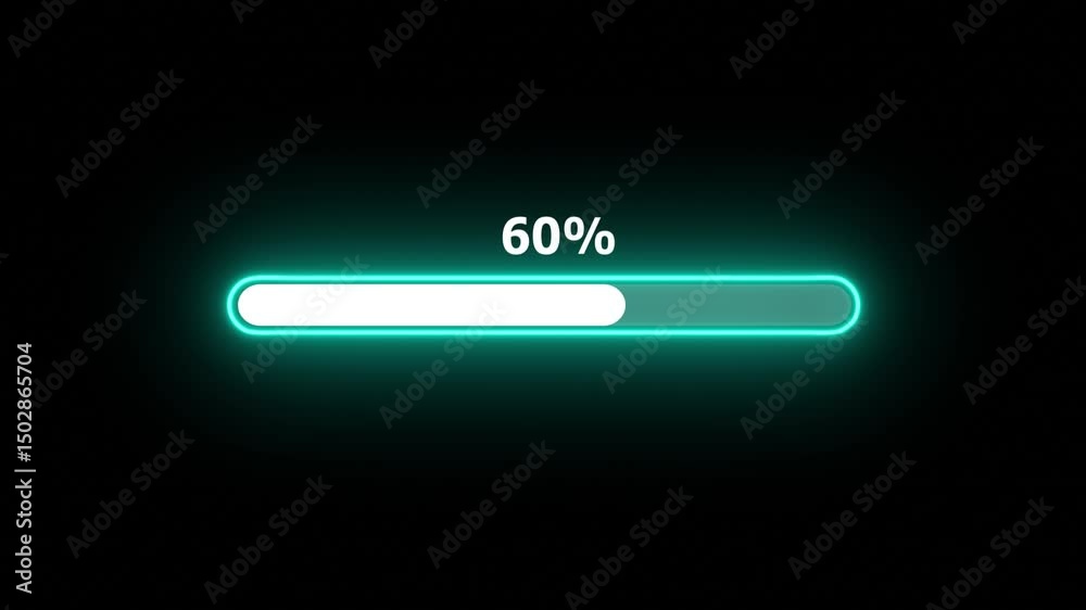 neon Loading progress bar, downloading bar, progressing bar icon animation. Loading icon animation with black color background . 