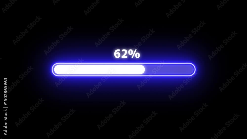 neon Loading progress bar, downloading bar, progressing bar icon animation. Loading icon animation with black color background . 