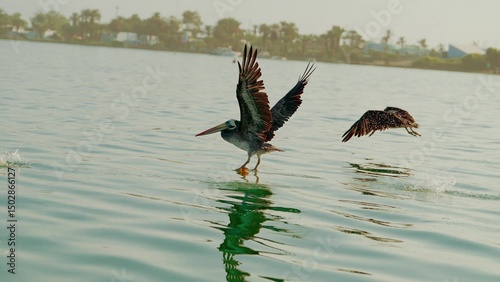 Pelicans flying over the sea in Paracas, Ica – bird photography on the Peruvian coast