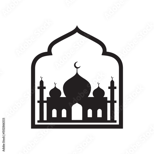Mosque Logo Design Vector, Mosque Silhouette Design
