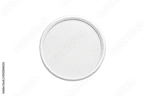 Blank White Round Patch Applique Template Design Element Isolated