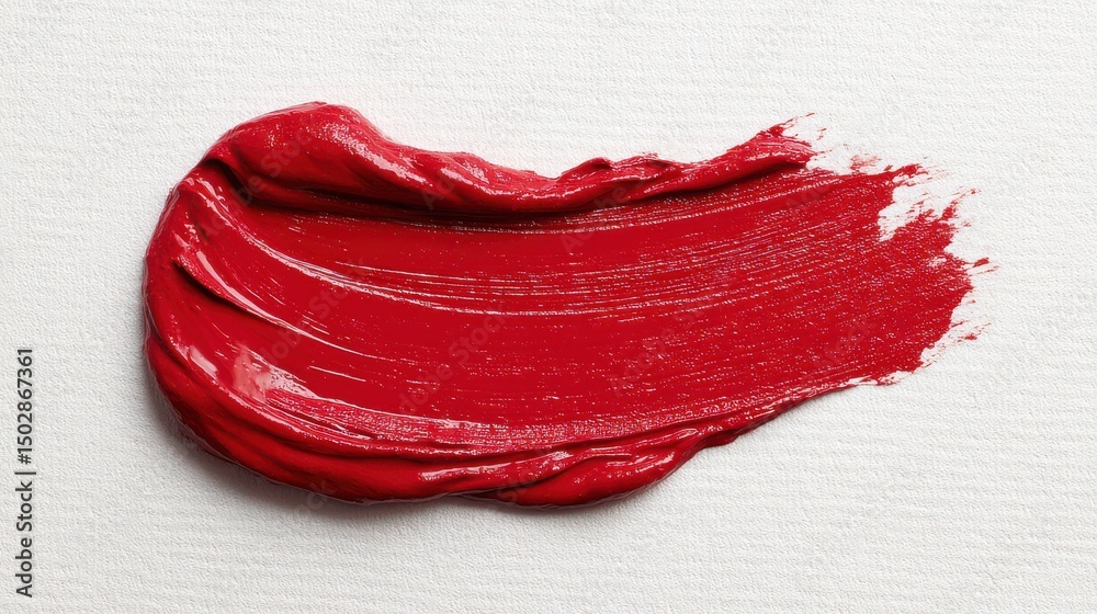 Ultra quality image of vivid red paint swatch on a white background showcasing a smooth, glossy texture. Ultra quality image of vivid red paint swatch on a white background showcasing a smooth, glossy texture.