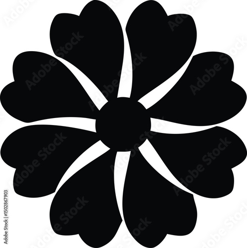 Black and white flower vector illustration design, a decorative symbol pattern or art sign