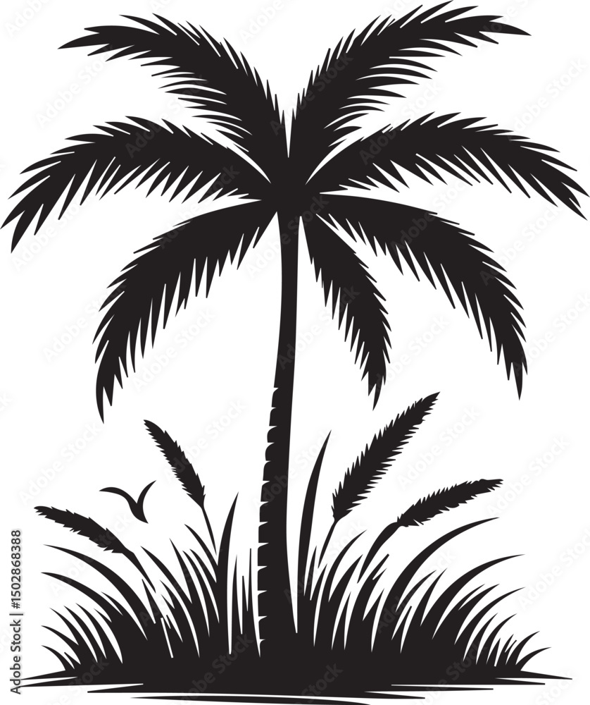 Obraz premium palm tree vector, palm tree silhouette vector, palm tree logo vector isolated on white background