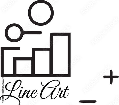 Abstract Bar Chart with Plus Minus Line Art