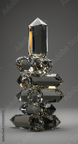 Stack of Smoky Quartz Crystals Polished Gemstones Energy Healing Spiritual Meditation