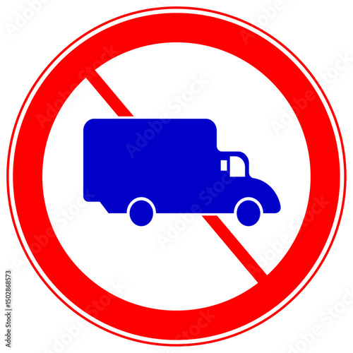 truck icon isolated on white background, road closed to large sized truck and special duty vehicle