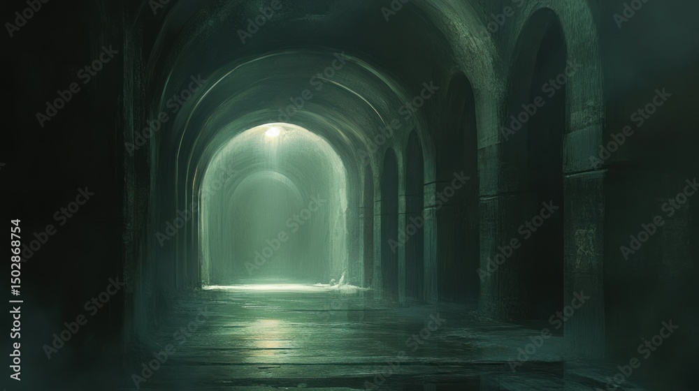 Obraz premium Ancient, misty tunnel