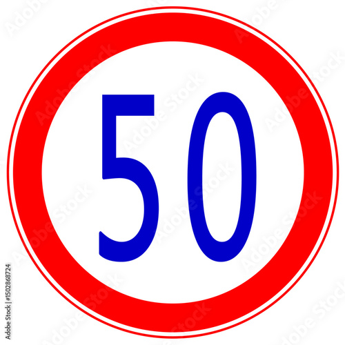 Speed limit road sign icon with traffic and discount symbols in a round vector illustration