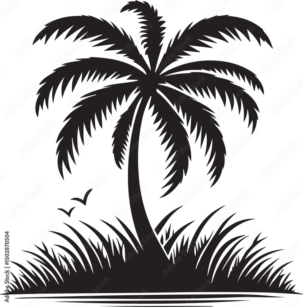 Obraz premium palm tree vector, palm tree silhouette vector, palm tree logo vector isolated on white background