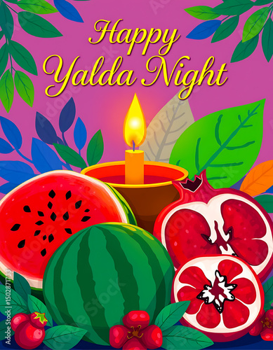 Yalda night celebration with fruits and candle
