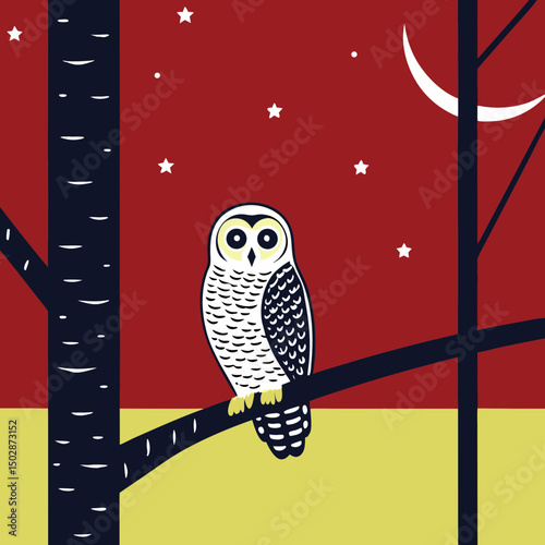 Detailed vector illustration of a Barred Owl (Strix varia), showcasing its distinctive barred plumage and expressive features
