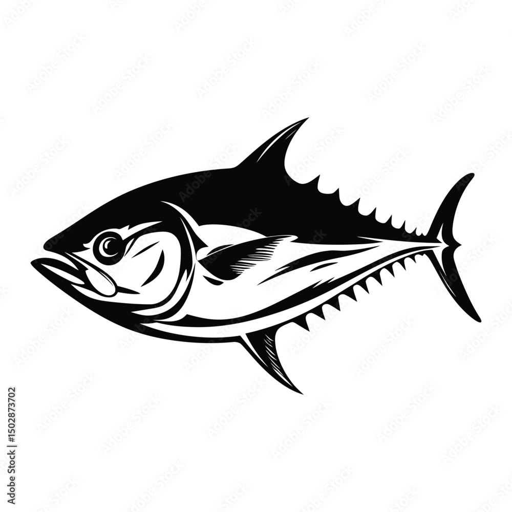 Fototapeta premium Tuna silhouette clipart on a white background