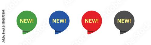 New sale tag design for offer, promotion, and new arrival tags in four different colors.
