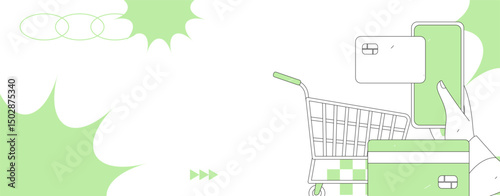 Online shopping payment security character flat vector concept operation hand drawn illustration
