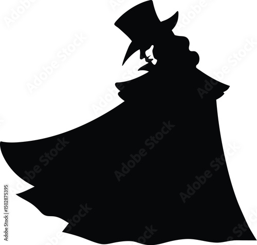 Mysterious Man Silhouette Vector – Cloak Hat Shadow Figure PNG