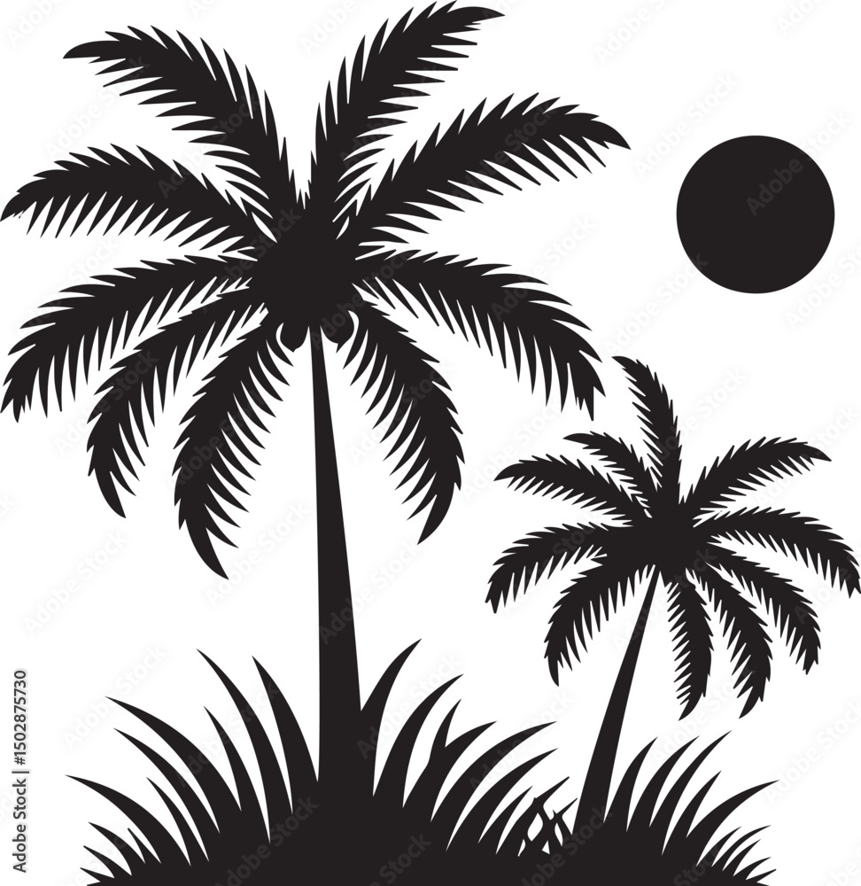 Obraz premium palm tree vector, palm tree silhouette vector, palm tree logo vector isolated on white background