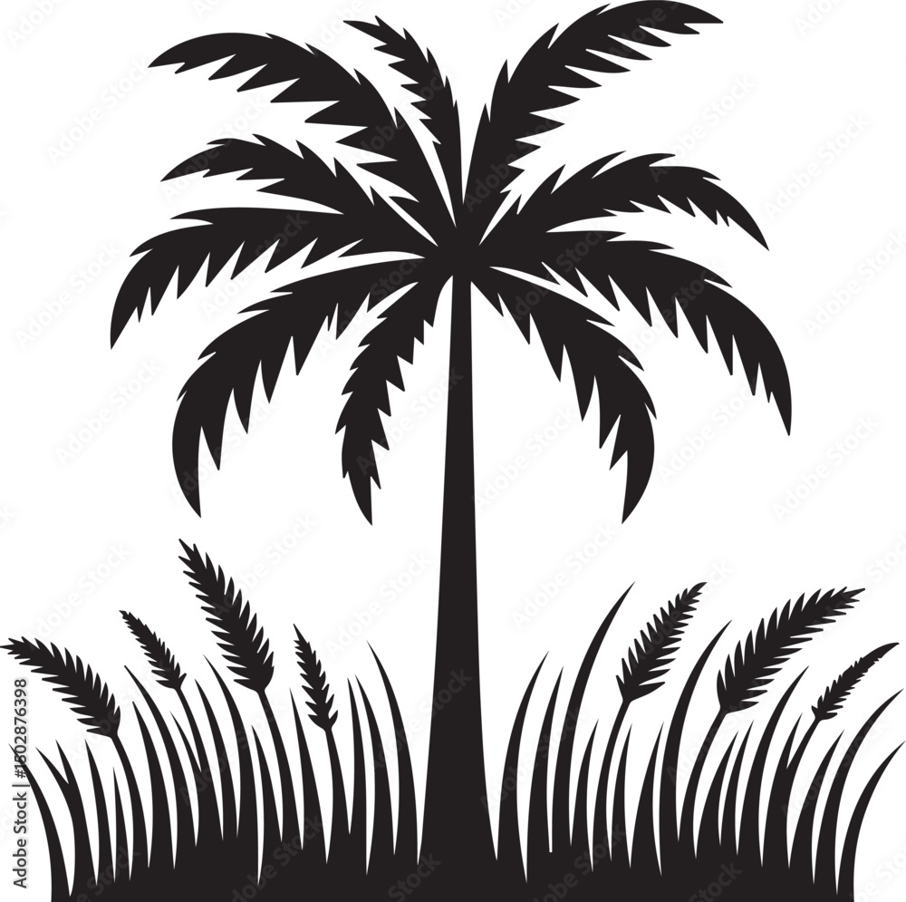 Obraz premium palm tree vector, palm tree silhouette vector, palm tree logo vector isolated on white background