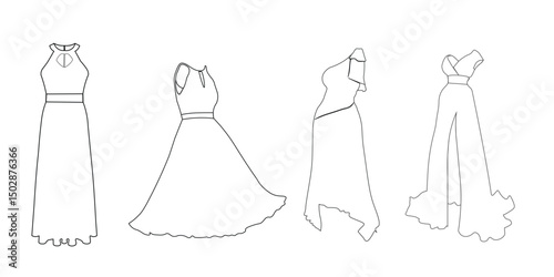 vector illustration of some woman in a dress silhouette