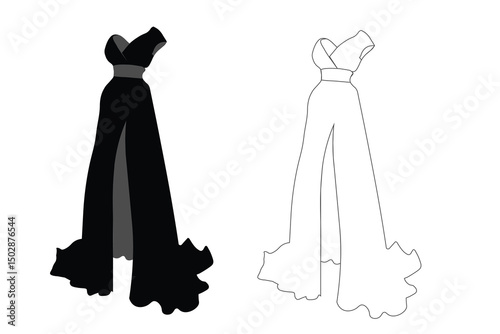 silhouette of a western bride dress