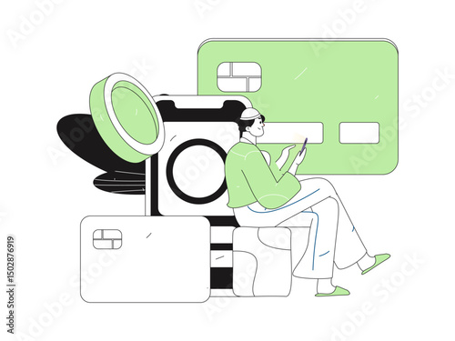 Online shopping payment security character flat vector concept operation hand drawn illustration
