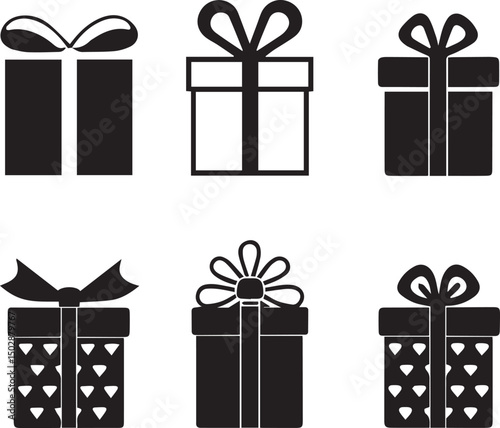 set of gift boxes, gift boxes vector, gift boxes silhouette vector, logo vector
